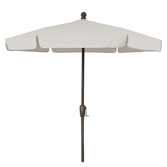 7.5 ft. 6 Rib Crank Champagne Bronze Hex Garden Umbrella with Natural Vinyl Coated Weave Canopy