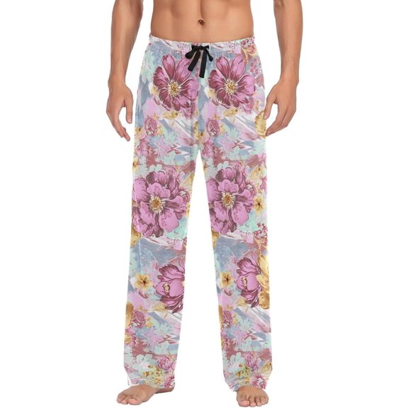 Beautiful Floral Ghost Pajama Pants, Men's Lounge Pants Light with Drawstring and Pockets, Christmas New Year Birthday Father's Day Gifts, XX-Large