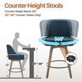 thumbnail image 4 of Foreate Swivel PU Bar Stools Set of 1, 26" Counter Height, Uholstered Leather with Mid-Back & Wood Legs, Modern Chair Island Stool for Kitchen Pub, Blue, 4 of 14