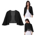 thumbnail image 3 of Miaeowve Cardigan Boléro en Chiffon à Manches 3/4 pour Femmes Robe de Mariée Châles Noirs P, 3 of 5