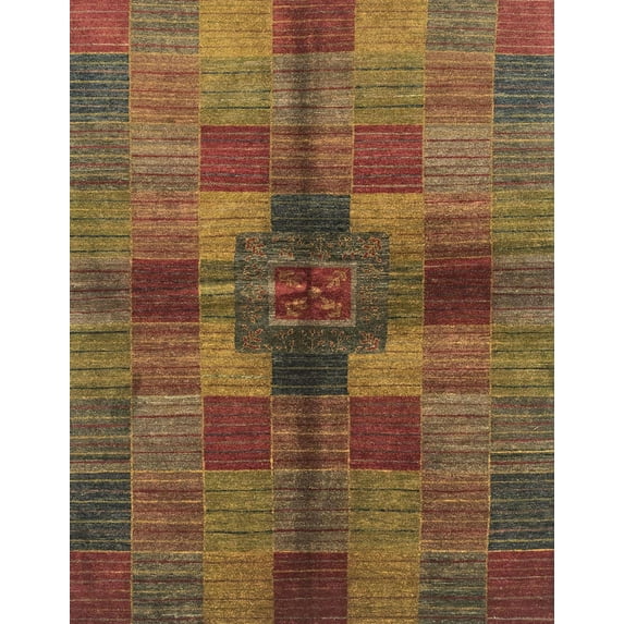 Ahgly Company Indoor Rectangle Abstract Light Brown Checkered Area Rugs, 5' x 7'