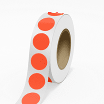 JAM Paper Standard Label Rolls, Burst, 2.25 Inch Seal, Neon Red, 125 Labels/Roll