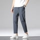 thumbnail image 4 of Pantalones casuales para hombre, de color sólido, sueltos, transpirables, de pierna recta, con cintura elástica, pantalones deportivos finos de verano para hombre, 4 of 5