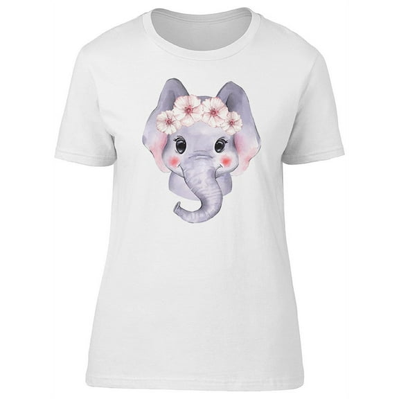 Cute Baby Floral Elephant T-Shirt Women -Image by Shutterstock, Female XX-Large