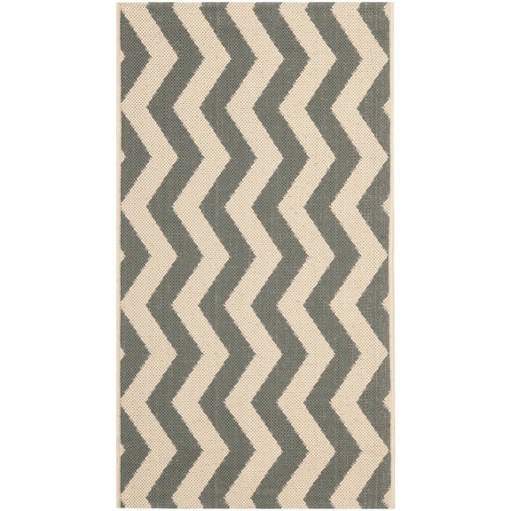 SAFAVIEH Courtyard Ayden Chevron Indoor/Outdoor Area Rug, 2'7" x 5', Grey/Beige