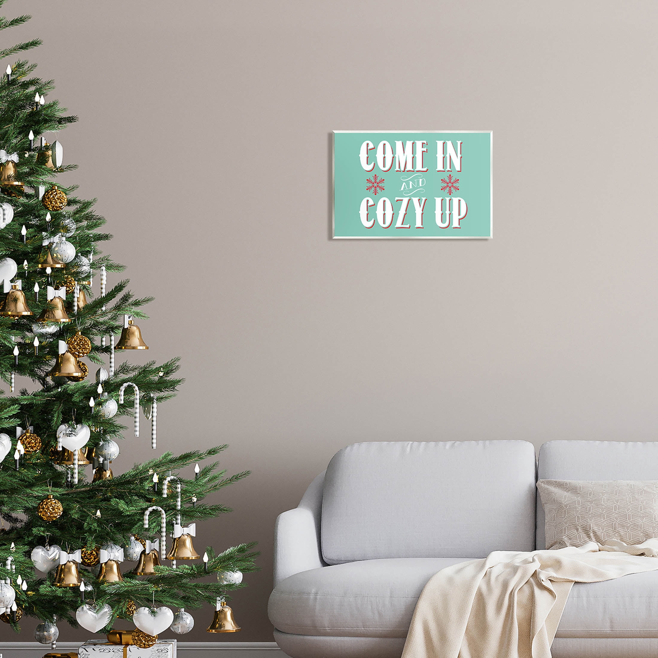 Come In & Cozy Up Snowflake Phrase Holiday Graphic Art Unframed Art Print Wall Art
