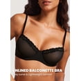 thumbnail image 2 of Women's Sheer Mesh Balconette Bra Sexy Unlined Demi Underwire Bras Lace Plus Size, 2 of 6