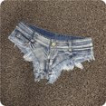 thumbnail image 4 of Minipantalones cortos de mezclilla elásticos de talle bajo para mujer, pantalones calientes, ropa de fiesta en la playa, 4 of 4