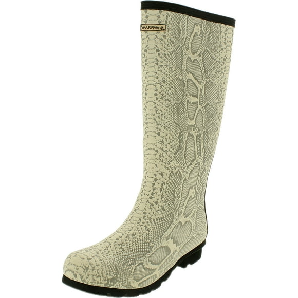 Bearpaw Women's Constance Natural Snake Print Knee-High Rubber Rain Boot - 6M