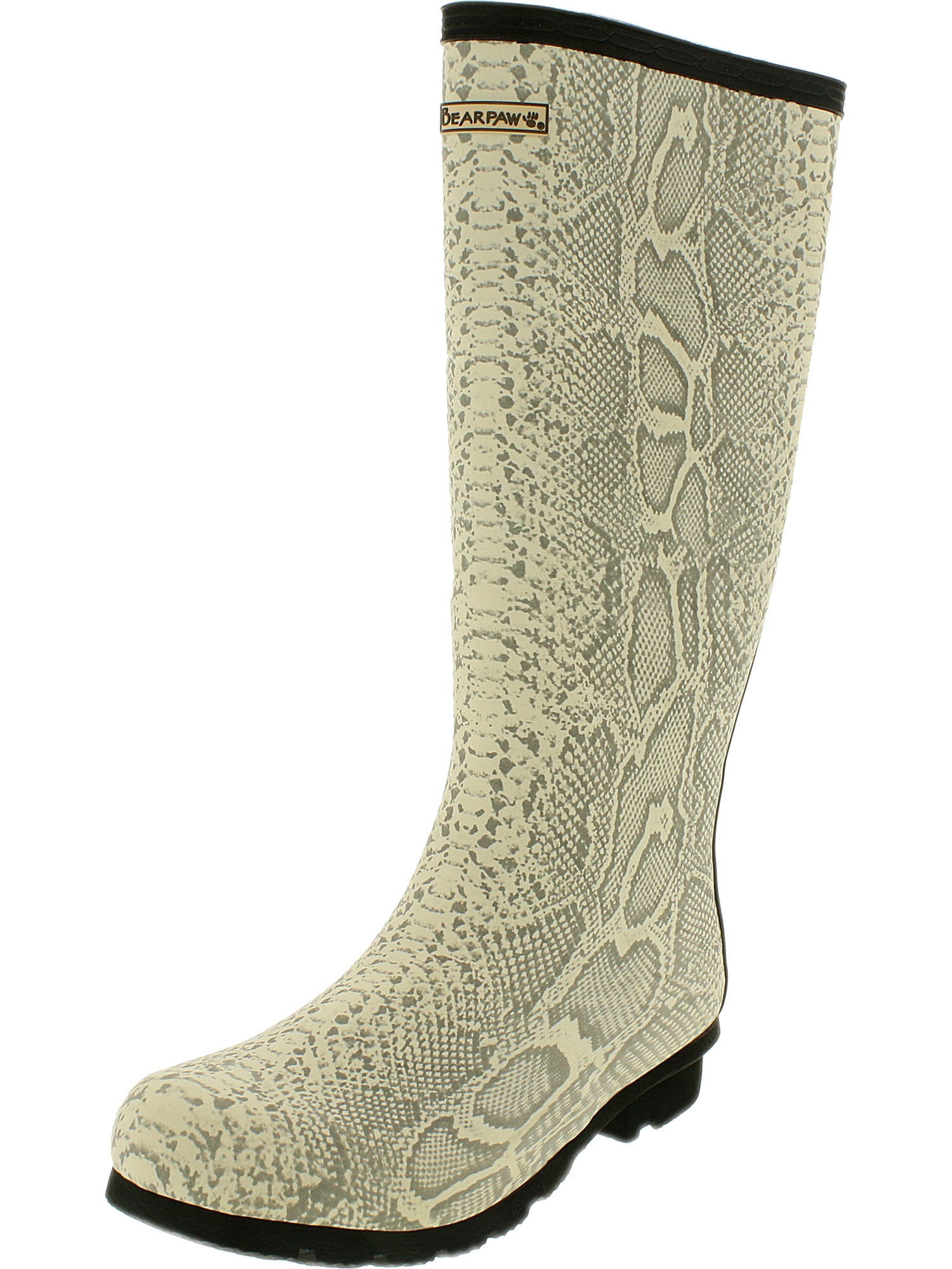 Bearpaw Women's Constance Natural Snake Print Knee-High Rubber Rain Boot 7M by Bearpaw