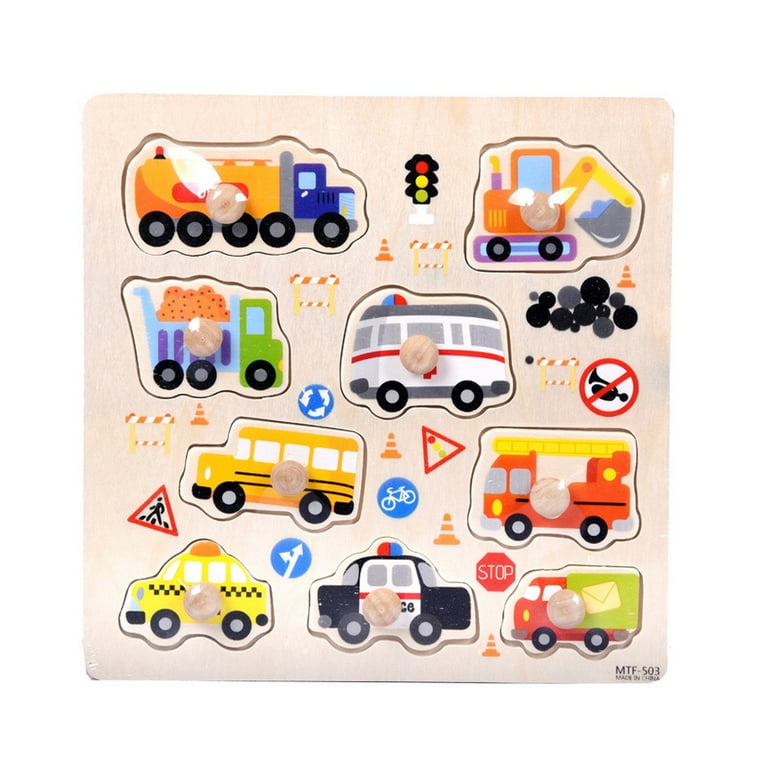 3pcs Toys For 18 Month Old 9 Piece Wooden Transportation Puzzle