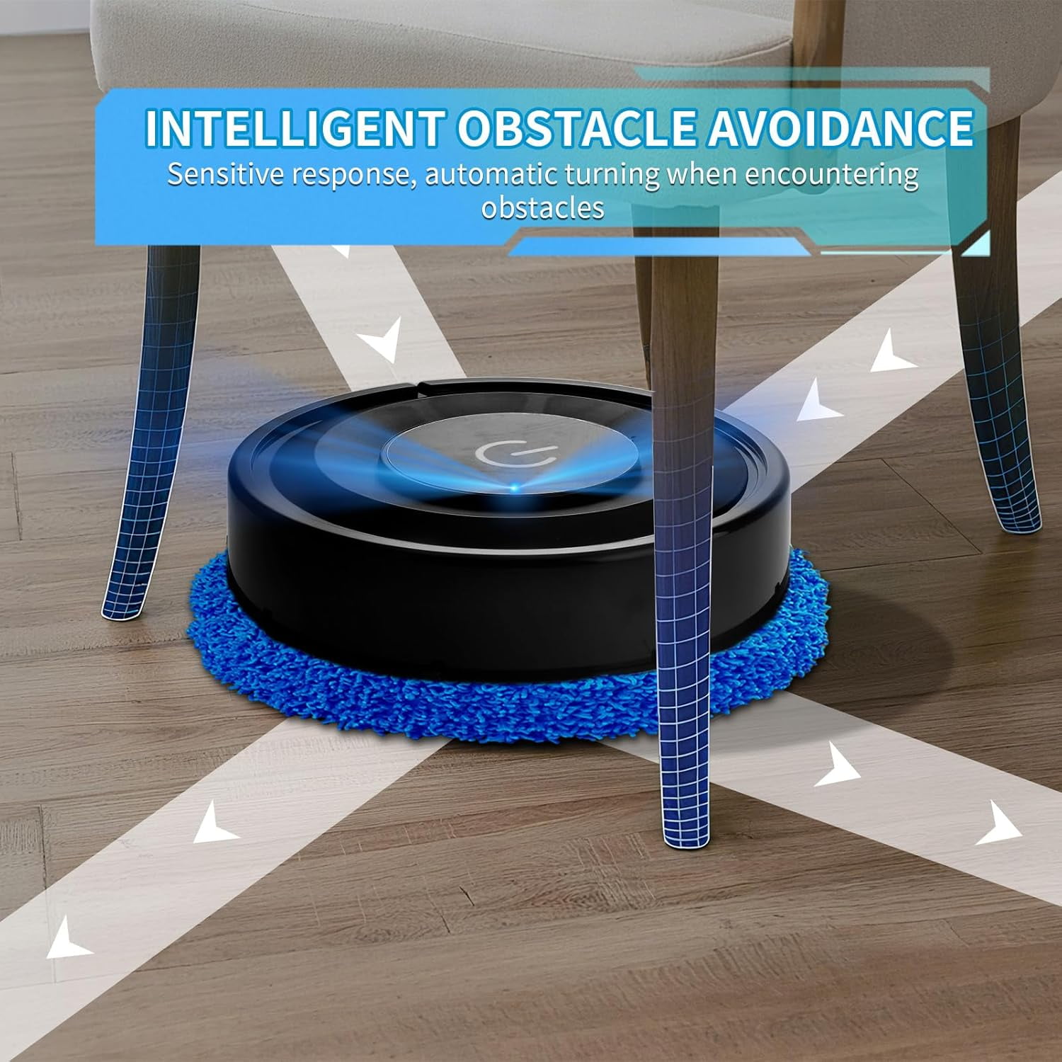 Robot Vacuum Mopping, Robot Vacuum and Mop, Long Run Time, Slim & Quiet Robotic Vacuum Cleaner Obstacle Avoidance, Ideal for Hard Floor, Pet Hair, Low Pile Carpet, black1