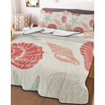 thumbnail image 3 of Quilts Queen Size Bedding Set, Red Orange Coastal Lightweight Quilted Comforter, Starfish Shell Coral Summer Beach Rustic Soft Bedspread Coverlet with Pillow Covers for All Season, 90" x 96", 3 of 7