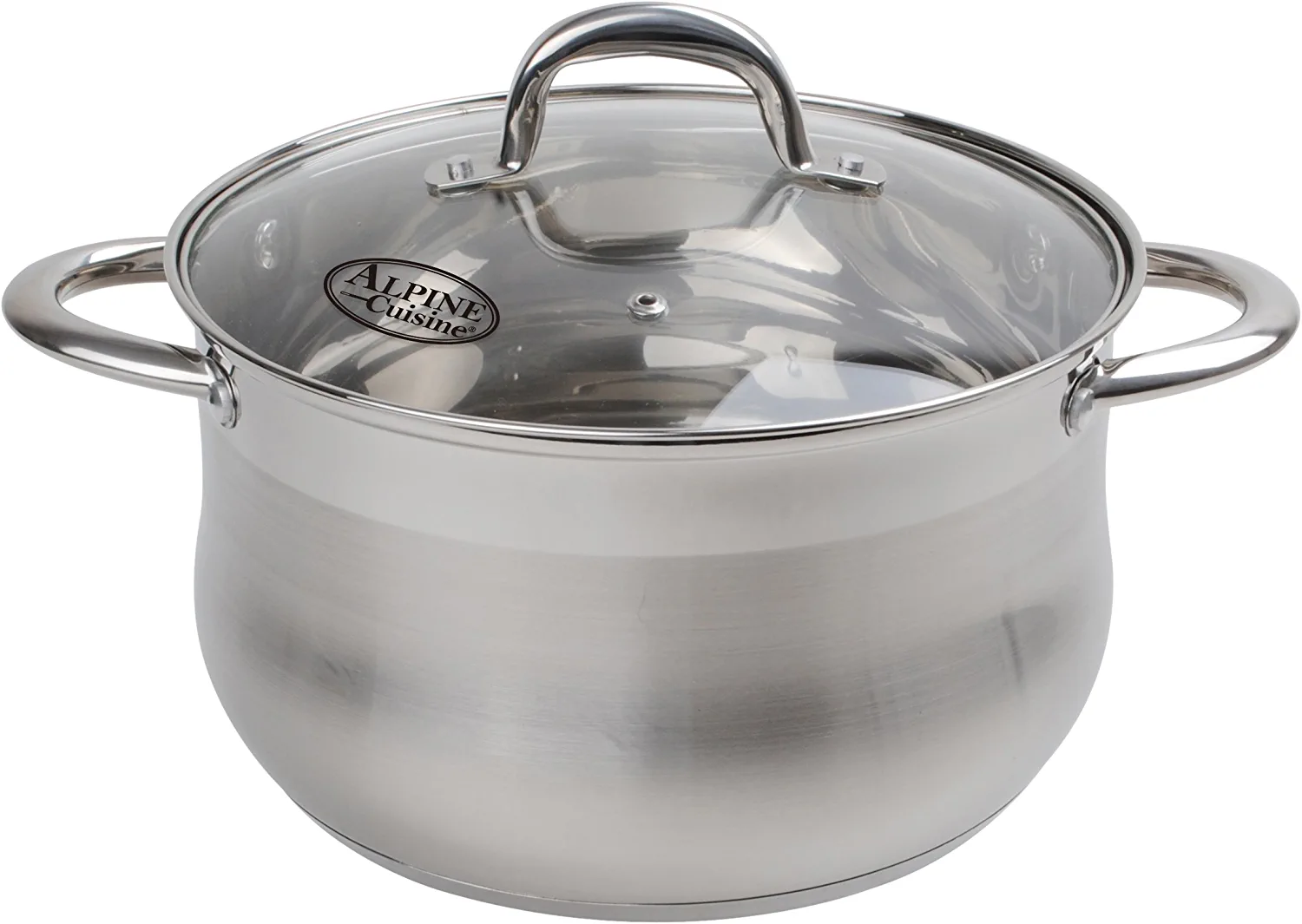 Alpine Cuisine Sauce Pan Stainless steel 3Qt Belly Shape with