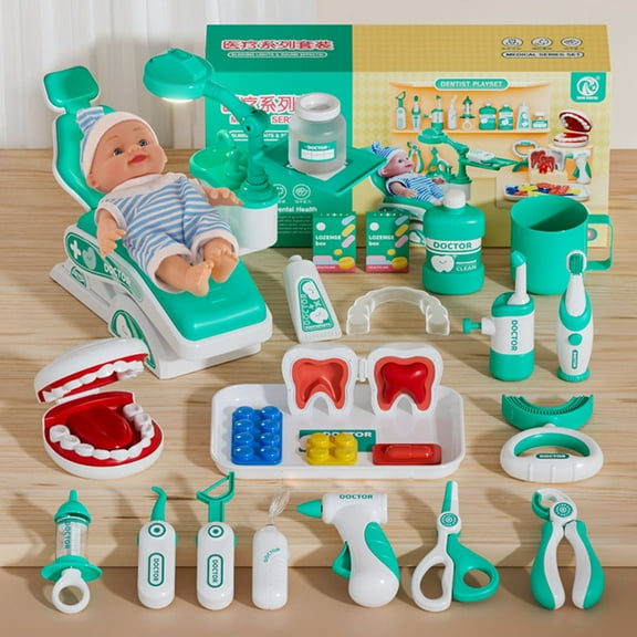 PPgejGEK Dentist Kit 28Pcs Pretend Dentist Play Set Kids Doctors Playset Kit Toys Gifts For 3 4 5 6 Year Old Girls Boys Toddlers Toy for Kids 3 , Holiday Birthday Gift