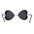 thumbnail image 4 of Womens Heavy Sparkle Rhinestone Heart Butterfly Rimless Sunglasses Gold Solid Black, 4 of 4