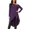 thumbnail image 1 of INSPIRAR CHIC Blusa Casual de Mujer de Un Hombro, Manga Larga, Corte Alto-Bajo, Asimétrica, do Hem Irregular, Color Púrpura, 1 of 6