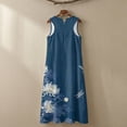 thumbnail image 5 of Xoenoiee Dragonfly Water Lily Flower Print Women's Cotton Linen Maxi Dresses Round Neck Sleeveless Flowy Linen Long Dress with Pockets, Lightweight Summer Beach Vacation Outfits, Size L, 5 of 7