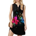 thumbnail image 4 of WTOBBY Women's Fashion Casual Printed V-Neck Button Vest Sleeveless Dress with Pocket, Tie-Dye Colorful Print for Summer Wear, Comfortable and Stylish for Beach and Outings,Black L, 4 of 5