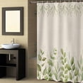 thumbnail image 2 of Fabric Shower Curtain Green Plant Leaves Watercolor Rustic Linen Shower Curtains with 12 Hooks Waterproof Machine Washable Bath Curtains for Bathroom, 72 x 96in, 2 of 6