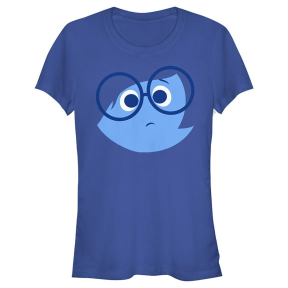 Junior's Inside Out Sad Face Halloween Graphic Tee Royal Blue 2X Large