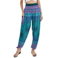 thumbnail image 3 of Joob Joob - Pantalones bohemios para mujer, pantalones de har&eacute;n hippie para mujer, c&oacute;moda ropa hippie bohemia fluida, Azul Aqua, S/M, 3 of 9