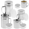 thumbnail image 4 of 4Pcs Salt Shaker 10oz 14oz Stainless Steel Spice Dispenser Seasoning Spice Shaker with Handle and Plastic Lid Spice Box with Discharge Holes for Powder Sugar Cooking Kitchen 9.5x6.8cm 12.5x6.8cm, 4 of 6