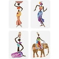 thumbnail image 1 of 4 plantillas de plástico reutilizables de 8,3 x 11,7 pulgadas con diseños de mujeres tribales africanas, bailarinas indias con elefantes y ollas. Ideales para manualidades y proyectos de arte., 1 of 7