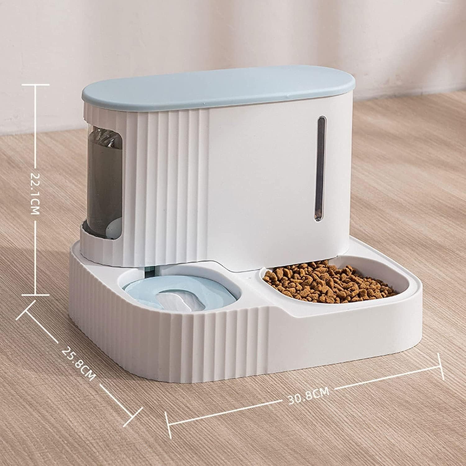 Water Dispenser Pet Dog Cat Automatic Feeder Bowl 2 in 1 Cat Unplugged Water and Food Feeder Dispenser Automatic Dog Cats Water and Food Dispenser cat Fountain (Blue)