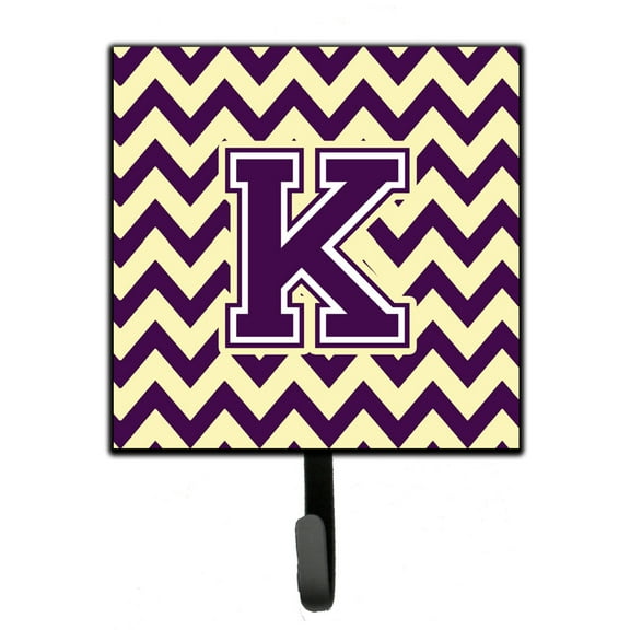 Letter K Chevron Purple and Gold Leash or Key Holder