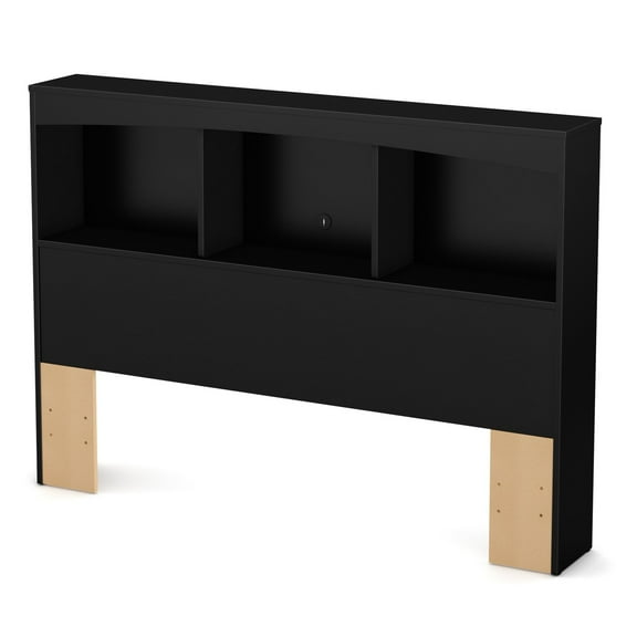 South Shore Maddox Full Bookcase Headboard in Pure Black