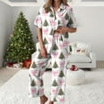 thumbnail image 2 of TTUHYWXI Satin Silk Christmas Pajamas Set for Women Xmas Print Long Sleeve Shirts Lounge Set Two Piece Pjs Pants Sleepwear (Pink, XL), 2 of 5