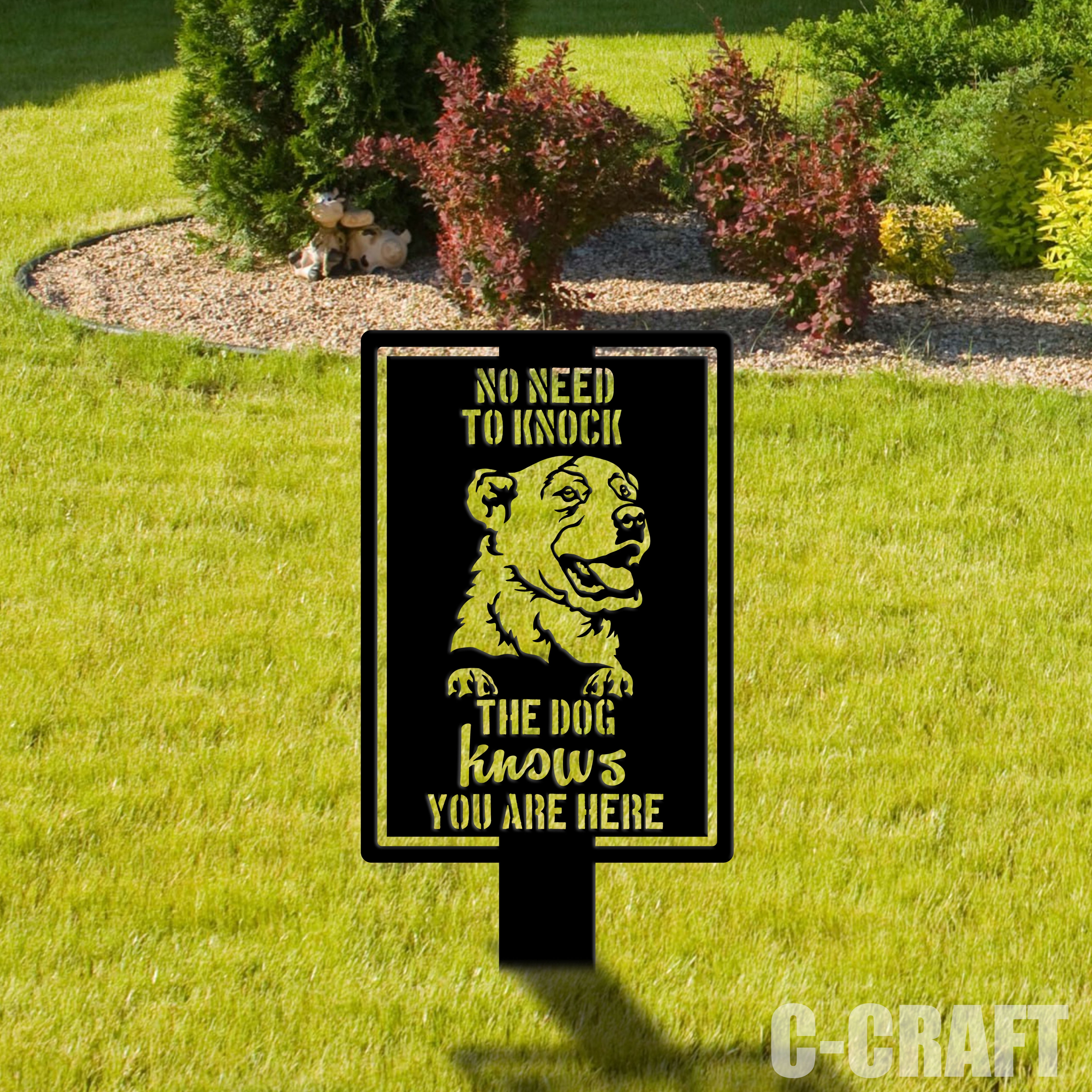 C-craft Akbash Guard Dog on Duty Yard Sign for Enhanced Security