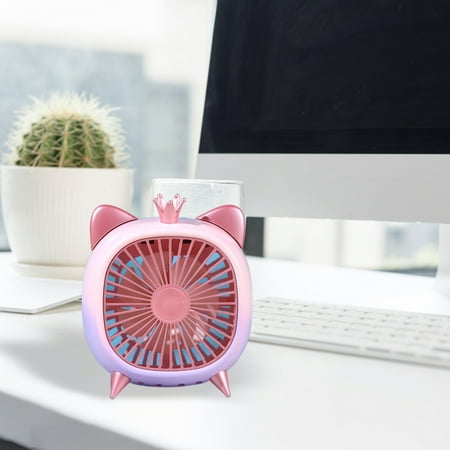 

Fairnull Desk Fan Quiet 3 Speeds Strong Wind Creative Cartoon Mini Table USB Cooling Fan for Student