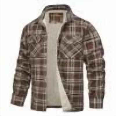 AnuYalue Men's Big and Tall Flannel Shirt Fleece Lined Plaid Jacket Button Down Long Sleeve Coat Fall Winter Lapel Jackets