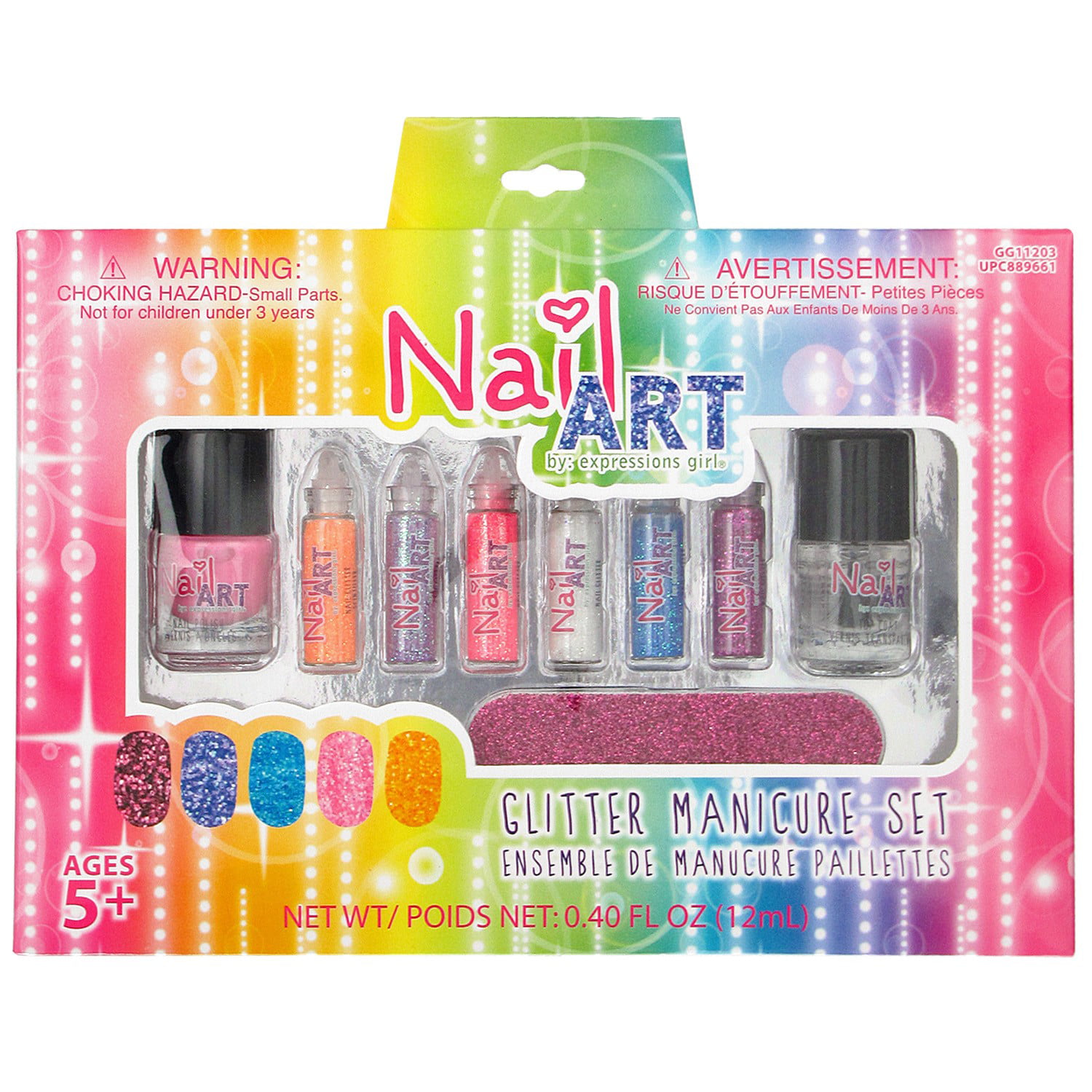 Expressions Girl Glitter Manicure 9-Piece Set - Nail Glitter, Nail File ...