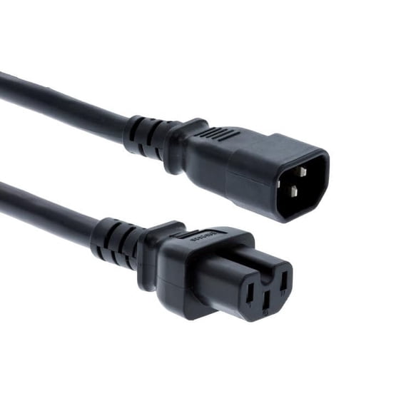 RiteAV Heavy Duty AC Power Cord, C14 to C15, (IEC-60320-C14 to IEC-60320-C15), 15A/250V, 14 AWG, Black, 6 ft (2 Meters)
