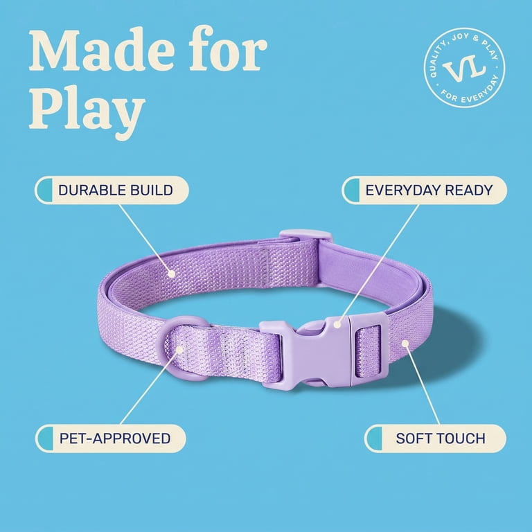 Vibrant Life Adjustable Dog Collar with Neoprene, Lilac photo 4