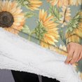 thumbnail image 3 of Oversized Wearable Blanket Hoodie,Green Sunflower Pattern Sherpa Blanket Hoodie with Super Pockets,Super Warm Fuzzy Pullover for Women & Men, 3 of 6