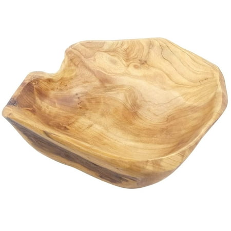 

Wooden Fruit Salad Serving Bowl Hand-Carved Bowls Living Room Real Wood Candy Bowl 25-29cm
