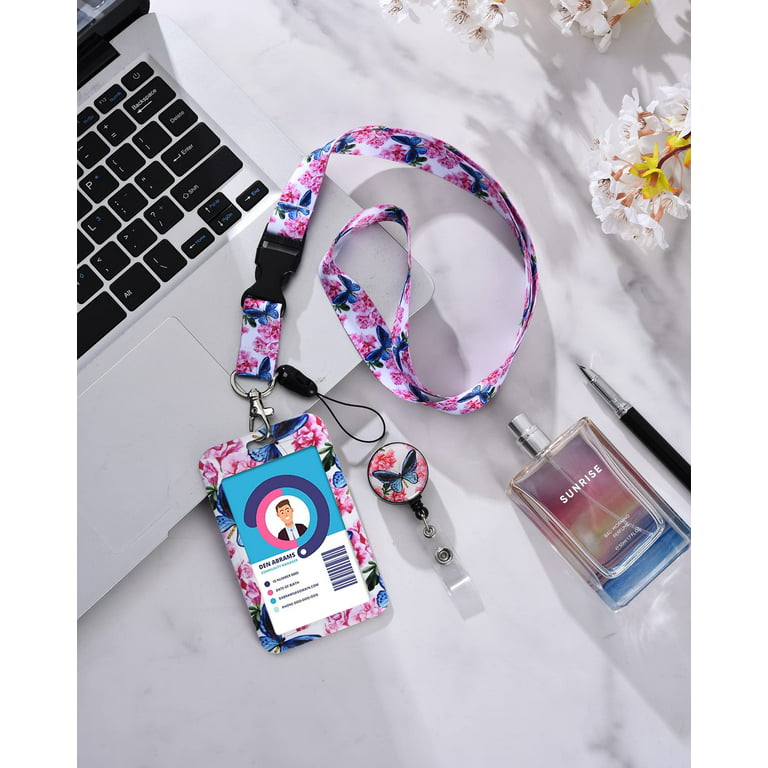 Personalized Vertical ID Badge Holder with Lanyard - Fashionable ID Card  Holders with Detachable Neck Lanyards - Soft Fiber,Metal Clip,Sturdy Buckle  for Key,Wallet : : Office Products