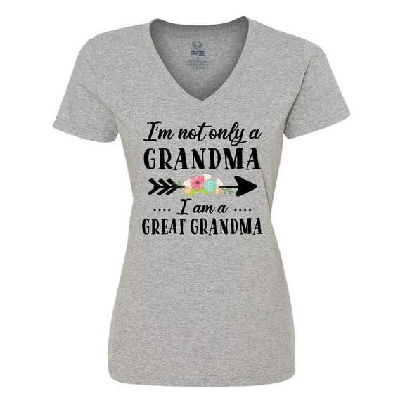 Inktastic I'm Not Only a Grandma I'm a Great Grandma with Flowers Women's V-Neck T-Shirt
