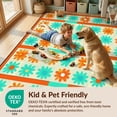 thumbnail image 4 of Design&I 2'x3' Washable Throw Rug Low Profile Daily Traffic Ready Accent Orange Teal Funky Bright Checkerboard Retro Daisy Motif with Playful Symmetry for Hallway, Laundry Room, 4 of 7