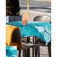 thumbnail image 5 of Outdoor Tablecloth with Umbrella Hole for Patio/Picnic/Party/Camping, Blue Ocean Shark Waterproof Table Cloth Square Cover Washable, Summer Coastal Wave Nautical 54"x 54", 5 of 7