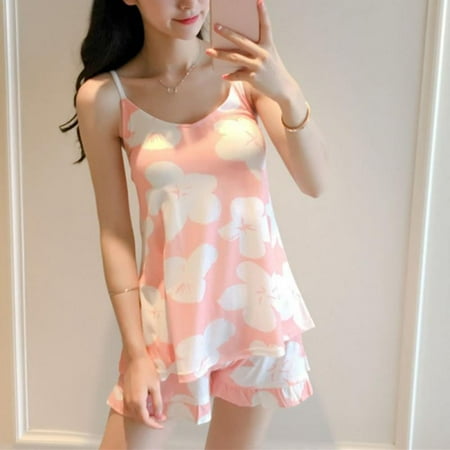 

Women s Summer Floral Print Cami Top and Shorts Pajamas Set