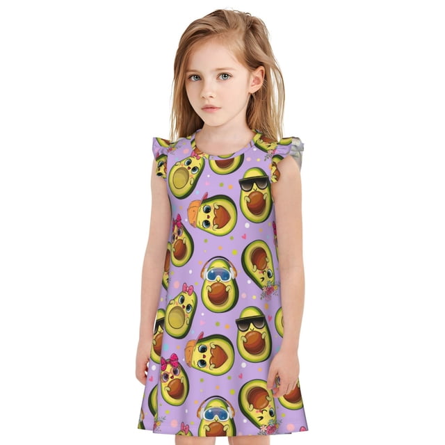Vsdgher Chemises de Nuit Avocats Dessin Animé pour Filles Manches Courtes à Volants Robe de Nuit Pyjama pour Fête Pyjama-Moyen
