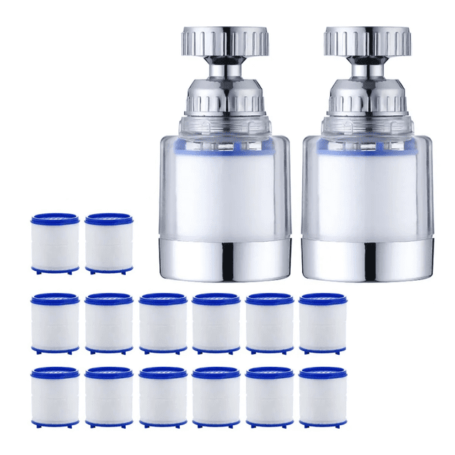Filtro De Agua Para Grifo Con 14 Cartuchos, 2 Filtros Y 2 Conexiones Universales, Malubero, Plateado