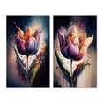 thumbnail image 2 of Designart "Vibrant Tulip in Technicolor I" Tulip Wall Art Set Of 2 - Purple Floral Canvas Set For Living Room Decor, 2 of 7