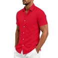 thumbnail image 5 of Stamzod Mens Shirts Casual Solid Short Sleeve Button Up Shirt Men Business Work Dress Shirts S-5Xl Red XL, 5 of 9