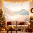 thumbnail image 3 of Blush Crescent Moon Over Rolling Hills with Stars, Calming Minimalist for Nature Decor Lovers, Abstract Landscape Art, Housewarming Gift, Tapestry Wall Hanging for Bedroom and Living Room, 3 of 7